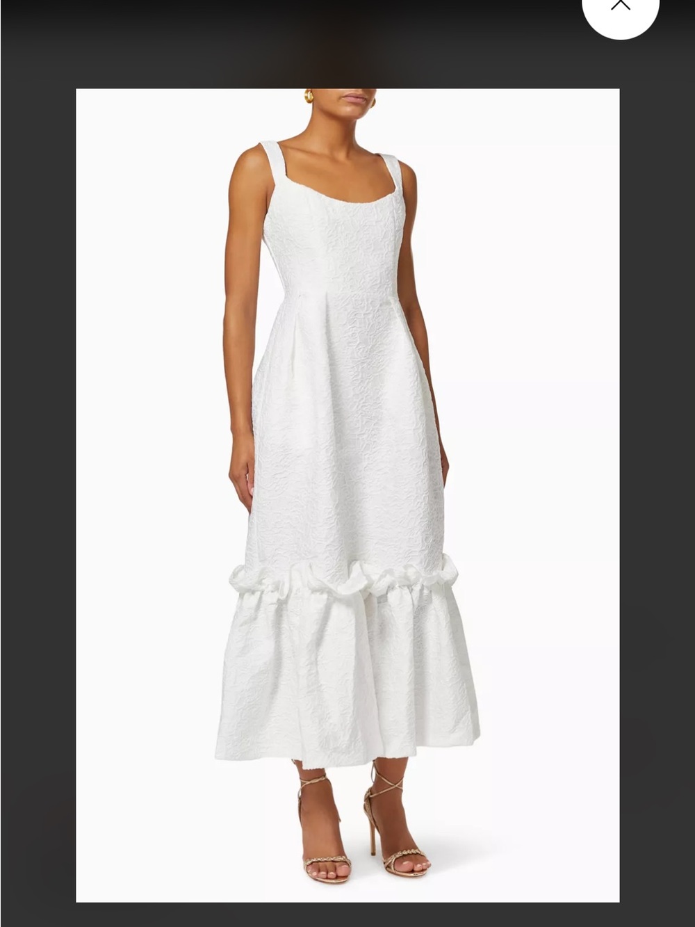 Elliatt Insonomy White Textured Ruffle-Hem Midi Dress